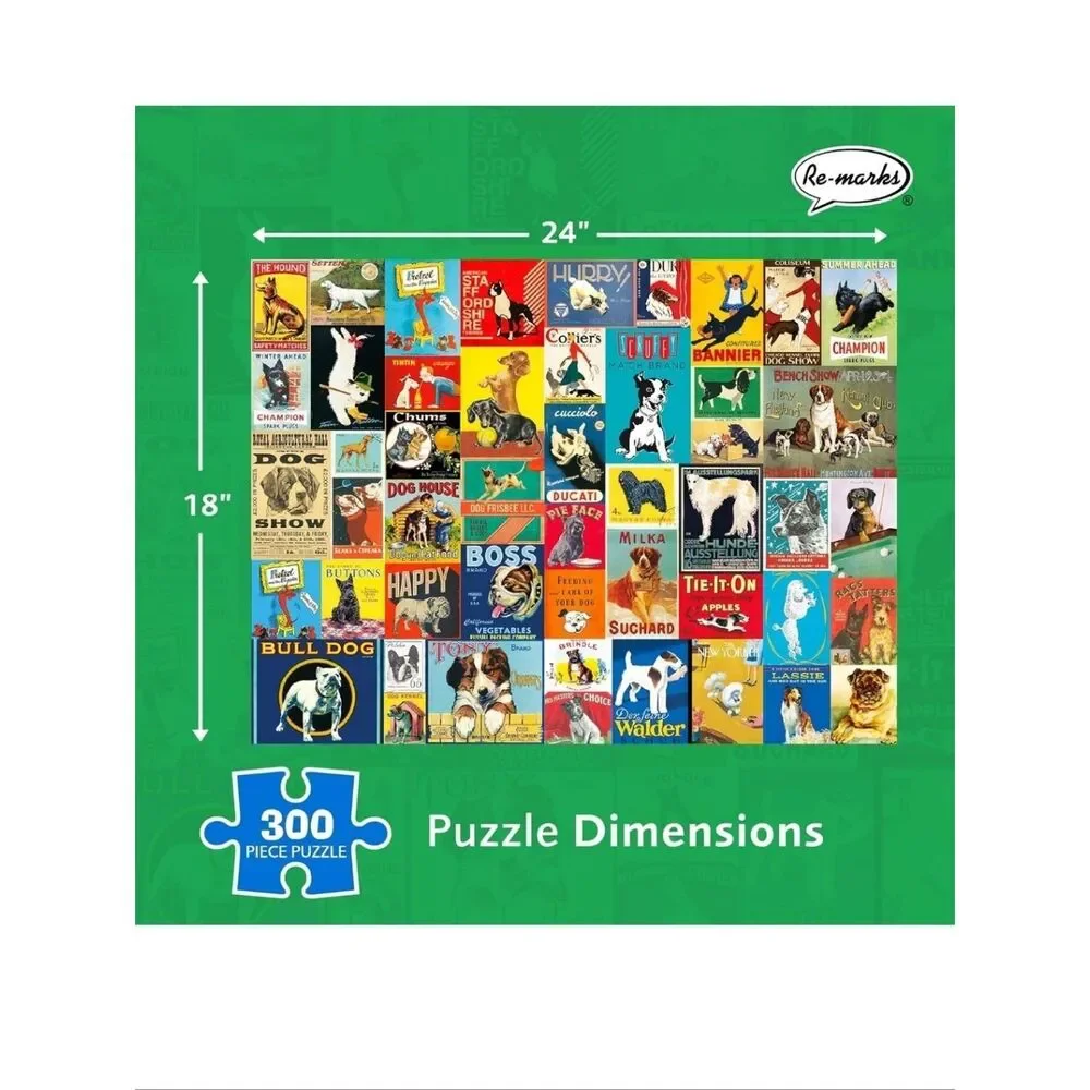 RE-MARKS RETRO DOGS LARGE PIECE 300 PIECE PUZZLE